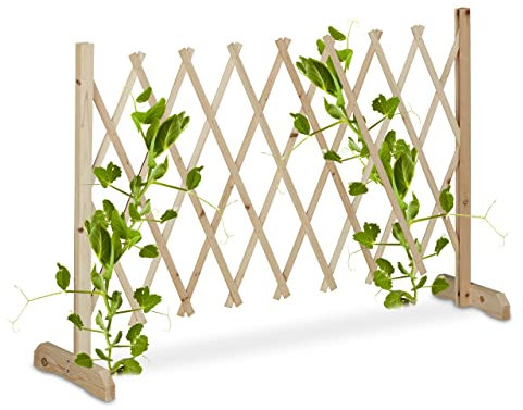 Relaxdays Grigliato in Legno per Rampicanti, Allungabile 180 cm, Graticolato per Piante, per Giardino, Balcone, Naturale