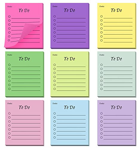 Vicloon To Do Liste, 450 Stücke Notizzettel, Selbstklebend Tagesliste Notizblock, Linierte Karteikarten farbige Haftnotizen Klebezettel Notizen Planung linierte bunt zettel farbig(6 Farben)