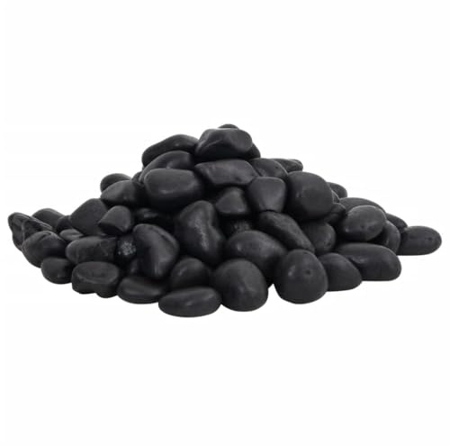vidaXL Polerad småsten 10 kg svart 2-5 cm, småsten, dekorationsstenar, stenar för landskapsarkitektur, småstenar, trädgårdsstenar