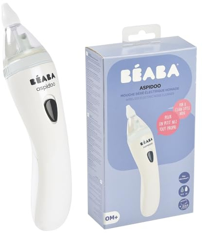 BEABA – Aspidoo – Näsaspirator för baby – elektrisk näsrengöring – slemborttagare – nässugare lätt att använda – flexibla silikonmunstycken – snabbt och mjukt – steriliserbar – enkel underhåll