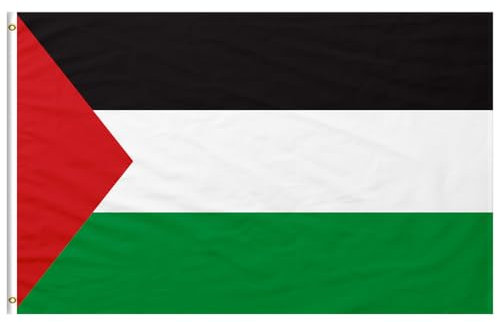 Longivia® Bandiera Palestina Grande 150cm x 90cm con 2 Occhielli Alta Qualità Resistente alle Intemperie علم فلسطين Bandiera Palestinese per Esterno da Balcone Stadio ed Eventi - Palestine Flag