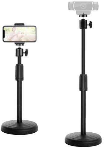 Khazylorr Webcam Stand for Desk, 18 Inch Webcam Tripod Camera Stand with Phone Holder Desktop Webcam Mount for Logitech Webcam C920 C922 C925e C922x C930e C930 C615 and BRIO