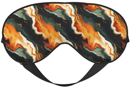 Máscara de sueño para hombre y mujer, con estampado de mármol naranja-verde con hebilla ajustable, máscara de sueño opaca y cómoda para hombres y mujeres, diadema divertida para juegos de fiesta