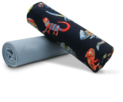 Stoffpaket 0,5m Jersey + 0,5m Bündchenstoff zum Nähen von Kinderkleidung Kinderstoff Jerseystoff (Chameleon Navy + Blauer Schatten Set09)