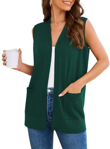 Wiwclo Maglioni Cardigan da Donna 2025 a Maniche Lunghe Moda Casual Morbidi in Maglia Business Cappotto Gilet con Tasche Comode (S-3XL), XXL
