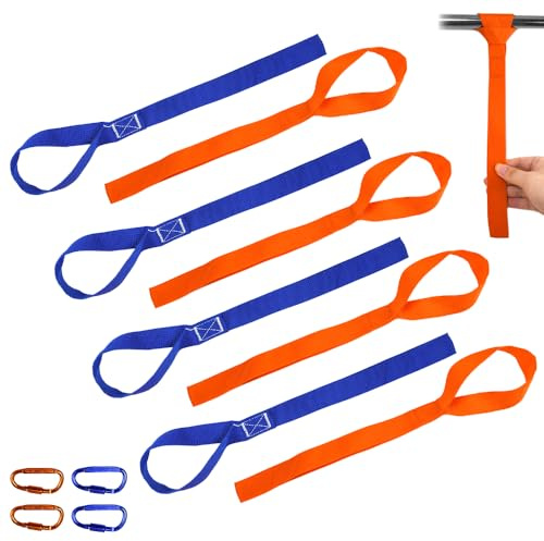 WEFHEF 8PCS Cinturón de Amarre, Correas de Amarre de Lazo con 4 Ganchos,Correas de Sujeción 40,5 x 2,5 cm, Lazos de Amarre de Doble Anilla para Motocicletas, Remolques,Kayaks y Tablas de Surf
