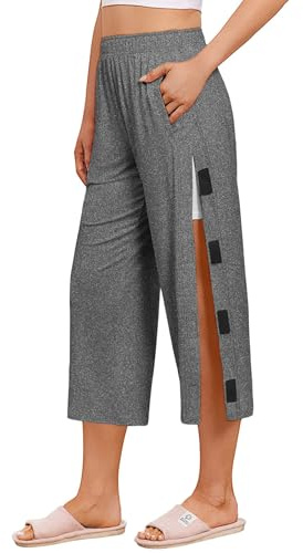Deyeek Womens Tear Away Sweatpants Post Surgery for Hip Replacement After Surgery Post Surgery Pants Womens Adaptive Pants Dark Grey