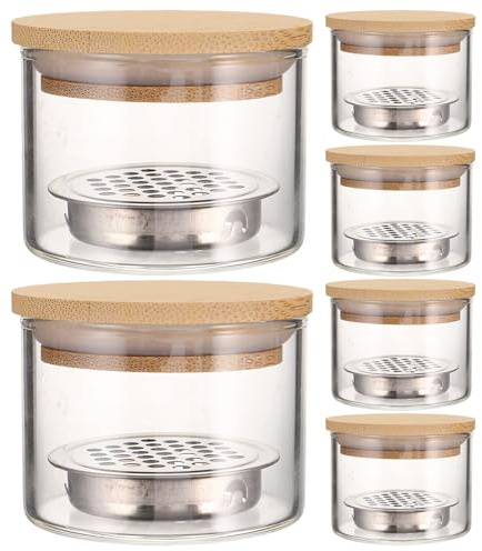 LIFKOME 6 pièces Set de Bols Verre Épais avec Tamis Inox pour Nettoyage Professionnel des Pinceaux Manucure Compatible Mélange de Gel et Lavage Outils Onglerie