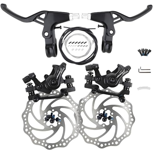 GUOFANG JEDERLO Bicycle Disc Brake Kit, Brake Levers, Brake Cables, Mechanical Disc Brake Calipers, Universal Front/Rear Disc Brakes, Aluminum Outdoor Bicycle Mechanical Disc Brake Wear Parts