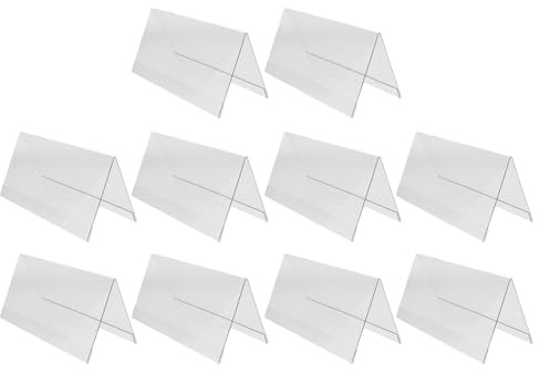 Angoily Porta Targhette Identificative da Tavolo 10 Pezzi Cartelli Bifacciali in Pet Trasparente 200X100Mm Supporto Stabile a V per Sala Conferenze Ufficio e Aula Cambio Rapido