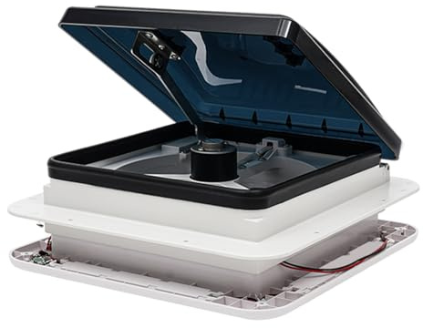 Ventilatore per veicoli ricreativi, ventilazione per camper, ventilatore da soffitto, LED integrato, impermeabile IP68, 12 V, 10 pale reversibili, illuminazione interna, protezione contro