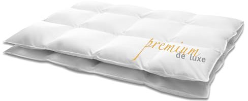 HANSKRUCHEN Premium de Luxe Daunendecke 135x220 cm - Medium / Ganzjahresdecke - Made in Germany Kassettendecke aus 100% Baumwolle - Allergiker geeignet