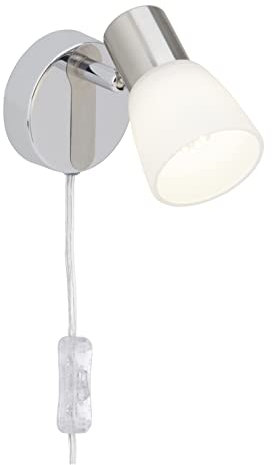Brilliant Janna Wandspot mit Zuleitung und Schalter, E14, 4 W, 450lm, 3000K, Metall Glas, eisen / chrom /Weiß G46112/77