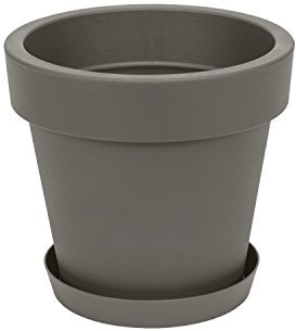 Prosperplast Blumentopf Übertopf inkl. Untersetzer 19.5 x 18.5 cm grau Blumenkübel Pflanzkübel Pflanztopf Kunststoff Lofly