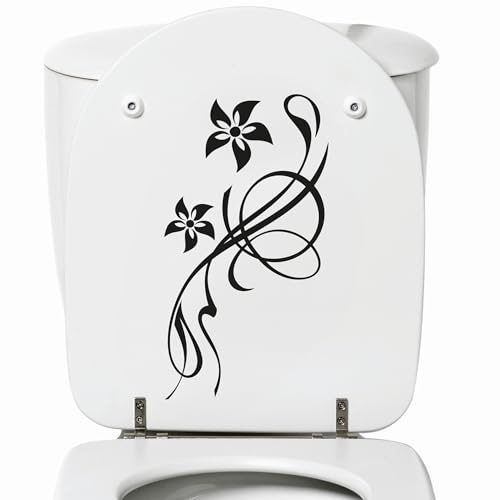 GRAZDesign Aufkleber Klodeckel Blumen Ornamente, Toilettendeckel Schild Badezimmer, Bad, WC Deckel Aufkleber, Toilettensitz WC-Sitz Deko, Klebefolie Größe 20x30cm, 073 dunkelgrau