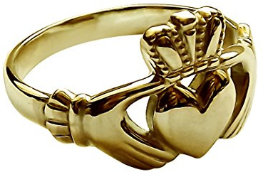 9ct Yellow Gold Claddagh Ring 11.8mm Ladies Irish Made Size M