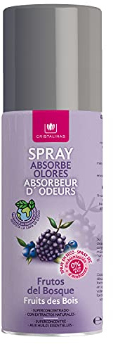 CRISTALINAS. Aerosol Ambientador & Absorbe Olor Natural Spray. Ultra Concentrado. 200ml, Aroma a Frutos del Bosque