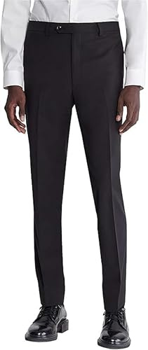 Calvin Klein Men's Slim Fit Dress Pants | Suit Pants for Men | Stretch Comfort Fabric, Tailored Silhouette, Wrinkle-Resistant, Ready-to-Wear | Black 32/34