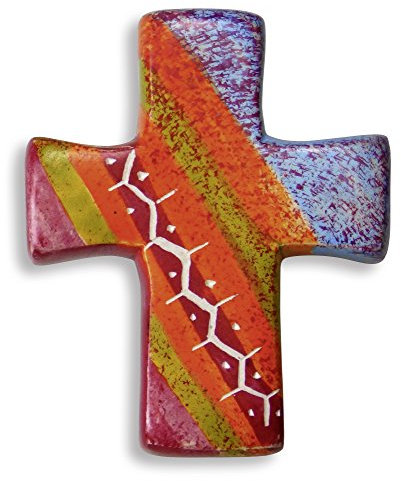 Uljö °° Handschmeichler Kreuz aus Speckstein - handbemalt, Fair-Trade (Rottöne)