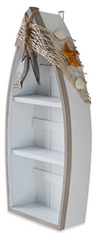 Waroom Wooden House Lighthouse Decor, 25.5 cm H Nautical Themed Rooms Lighthouse Home Decoration with Sea Bird and Anchor, White (Lighthouse) Boat Shelf