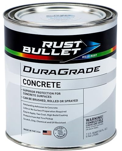 RUST BULLET DuraGrade Concrete - Blue - 1 Quart - High-Performance, Easy-To-Apply Concrete Paint for Garages, Basements, Porches & Patios, No Etching Needed