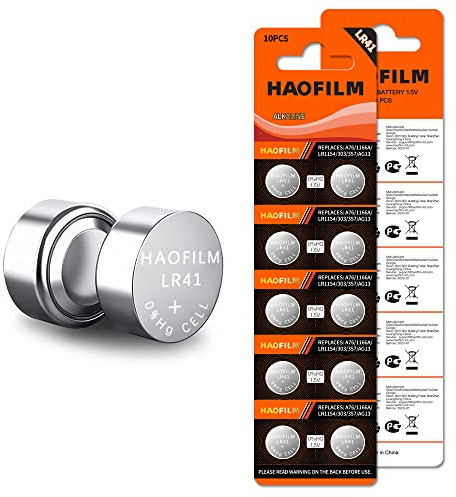 HAOFILM LR41 AG3 392 384 192 Advanced Alkaline Battery, 1.5V Round Coin Cell Battery (Pack of 10)