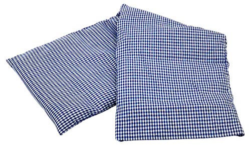 Körnerkissen 60x20 cm Mikrowelle groß für Nacken, Schulter & Rücken Raps-Samen-Körner-Kissen Wärme-Kissen - blau weiß kariert - Karo-Motiv für Damen, Frauen & Mädchen - abnehmbarer Bezug