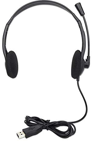 MANHATTAN USB-A HEADSET STEREO RETAIL BOX ON EAR ADJUSTABLE MICROPHONE IN