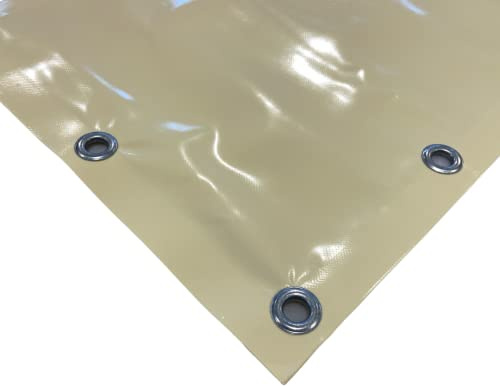 TENDAGGIMANIA Telone Occhiellato impermeabile per esterno - Telo pvc 650 gr per coperture barca camion pergolato copri camper copri legna - Telo impermeabile esterno Misure 3X3, AVORIO 226