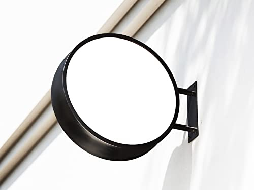 Panneau lumineux pour magasin LED - Lightbox rond à double face étanche de 80 cm x 80 cm - Panneau d'affichage mural pour les cafés, restaurants, barbiers et plats à emporter (avec