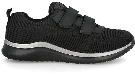 PAYMA - Zapatillas Sneakers Deportivas Mujer. Tela Malla Transpirable. Memory Foam. Tenis Gimnasio, Deporte, Casual y Caminar. Cierre Contacto. Color: Negro Cierre Contacto. Talla: EU 39