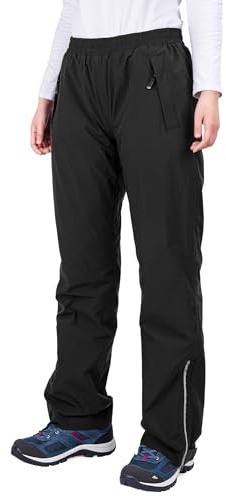33,000ft Women's Waterproof Trousers Lightweight Rain Overtrousers Ladies Mesh Lined Windproof Rain Pants for Outdoor Fishing Hiking Rainwear Short Leg Black 16