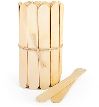 wisefood Espátulas de madera, 100 unidades, 15 cm, paletas de hielo de madera, espátulas de cera ideal para depilación, tallos para manualidades, helados de madera de abedul biodegradable