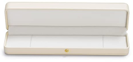 Oirlv Premium Leather Necklace Box White Necklace Presentation Box Velvet Interior Long Chain Bracelet Necklace Storage Case