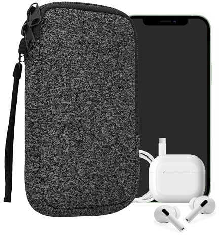 kwmobile Housse Universelle Smartphone - Pochette de Protection 16,5 x 8,9 cm pour téléphone Portable L - 6,5 en néoprène Anthracite-Blanc