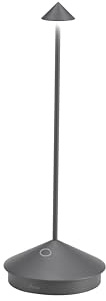 Zafferano, Pina Lampe, Kabellose, Wiederaufladbare Tischlampe mit Touch Control, Auch für den Außenbereich Geeignet, Dimmer, 2200-3000 K, Höhe 29 cm, Farbe Dunkelgrau