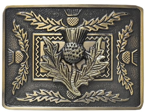 Celtic Thistle Kilt Belt Buckle – Traditional Scottish Thistle Design, Highland Men’s Accessory, Crafted Pewter for Classic Kilt Attire