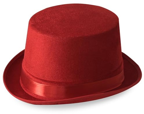 Wildarms Cappello a cilindro nero da uomo per feste da mago nero per adulti Cappelli per costume vittoriano per cosplay Halloween Mardi Gras taglia unica rosso