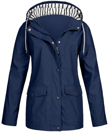 FUPODD Damen Wasserdichte Regenjacke Mit Kapuze Fahrradjacke Leicht Winddicht Übergangsjacke Atmungsaktive Windbreaker Jacke Frauen Sport Outdoorjacke Windjacke Trekking Wanderjacke Reissverschluss
