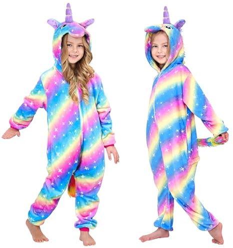 Pijama de Unicornio Onesies, Mono de Franela Animal Niña Unisexo Cosplay Traje Carnaval Disfraz Onesie Pijamas de Una Pieza Dormir Suave Regalos para Niños y Niñas Halloween Carnaval Camuflaje
