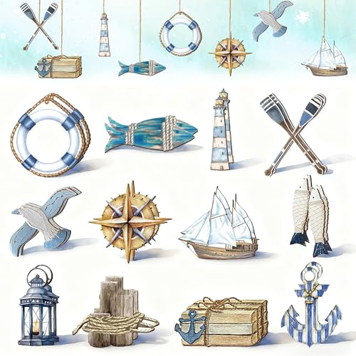 24 piezas de decoraciones náuticas para colgar, juego de decoraciones temáticas marinas, ancla decorativa, robusta y resistente, excelente manufactura, para regalos de despedida de temática playa y