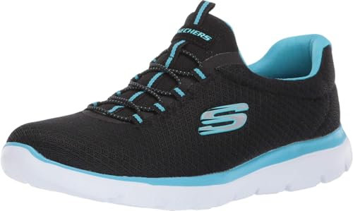 Skechers Damen Summits Sneaker, Black Turquoise, 35.5 EU