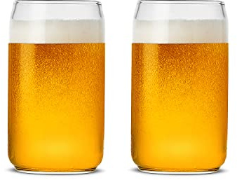 LUXU Beer Glass, 20 oz Can Shaped Beer Glasses Set of 2 -Craft Drinking Glasses,Large Beer Glasses for Any Drink and Any Occasion (Set of 2)