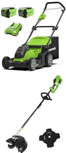 Bundle of Greenworks 40V Tagliaerba a Batteria G40LM41K2X and Greenworks 40V Decespugliatore a Batteria con Motore Brushless