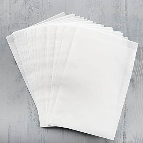 Bolsas de papel pergamino blancas translúcidas, 100 unidades: bolsa plana con solapa para semillas, alimentos, fotos, regalos pequeños, sobres sin grasa, decoración personalizada, 16,2 x 23 cm