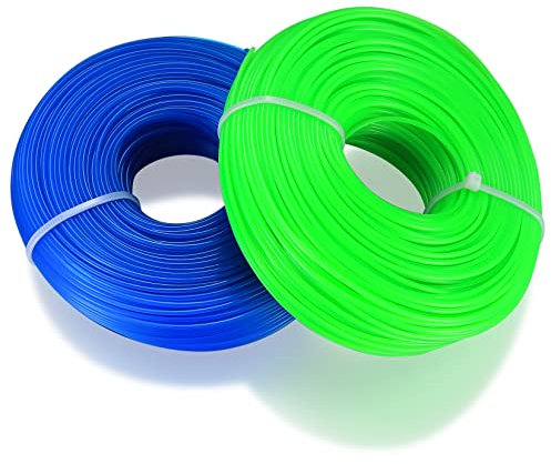2 STK 1,6mm Trimmerfaden, Insgesamt 200m Nylon Mähfaden, Freischneider Faden, Trimmerfaden für Rasentrimmer Ersatzfaden, Trimmerschnur für Park Garden Yard Gras Unkraut Blau Grün, 100 m x 2 STK