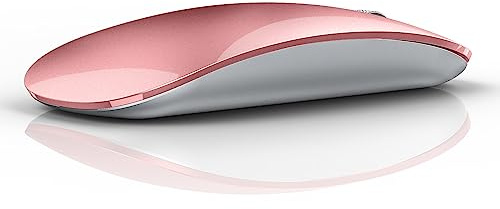 Uiosmuph Souris Bluetooth sans fil rechargeable silencieuse souris sans fil tri-mode (double Bluetooth 5.1 + 2.4GHz) avec récepteur USB, pour ordinateur portable/iPad/PC/Mac,Or rose