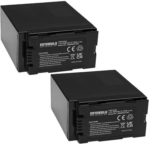 EXTENSILO 2x batteria sostituisce Panasonic CGA-D54, CGA-D54S, CGA-D54SE, CGA-D54SE/1B per videocamera camcorder (7800mAh, 7,4V, Li-Ion)