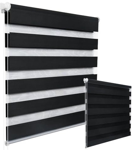 WOLTU 2 Stück Doppelrollo Klemmfix ohne Bohren Duo Rollo Klemmrollo für Fenster mit Klemmträger, Fensterrollo Lichtdurchlässig & Verdunkelnd Wandmontage, Anthrazit 85x150 cm (Stoffbreite 81 cm)