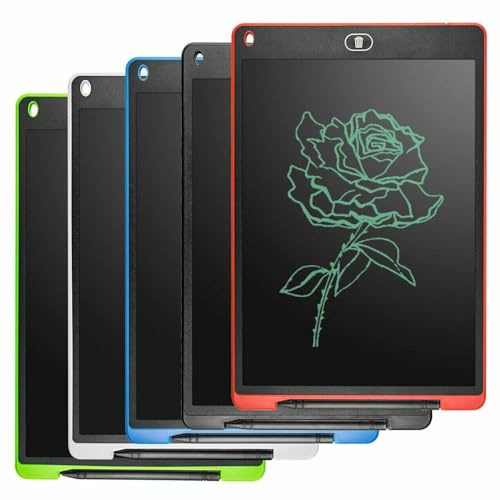 Monochrome LCD Writing Tablet for Kids Gift Toy Electronic Digital Drawing Board Graphics Large & Medium Size Tablets (Red, 10 inches Screen)